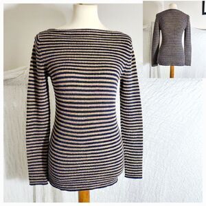 Lauren Ralph Lauren Gold/Navy Striped Top Size M